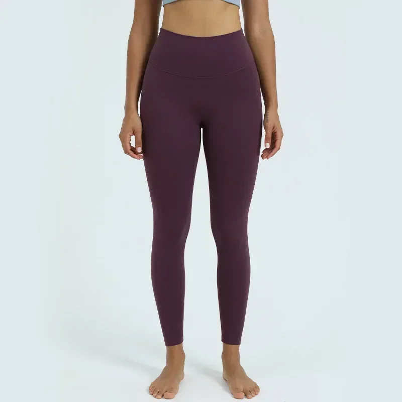 Pantalon de yoga taille haute taille élastique pour femme, pantalon de fitness, pantalon de sport, drapeau nude, doux pour la peau, sans fil d'embarras, pêche au miel