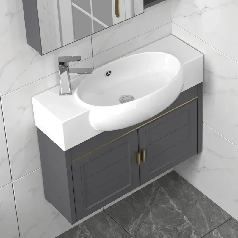 Space Aluminum Bathroom Cabinet Combination Small Size Corner Basin Sink Washbasin