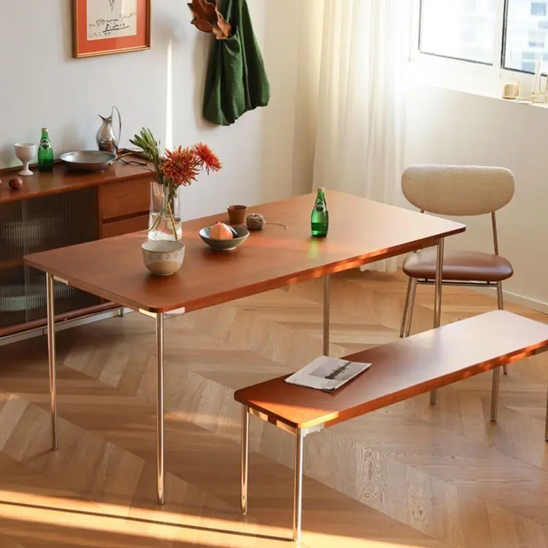 HT solid wood dining table retro small apartment Nordic Japanese dining table chair combination household rectangular table log