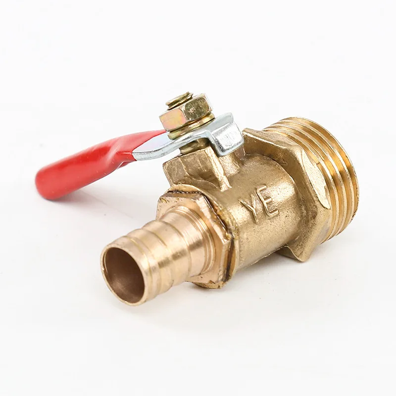 1PC Brass Barbed ball valve 1/8'' 1/2'' 1/4'' Male Thread Connector Joint Copper Pipe Fitting Coupler Adapter