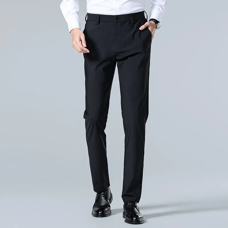 

[No ironing and four-sided stretch] Men's ice silk spring and summer new business trousers