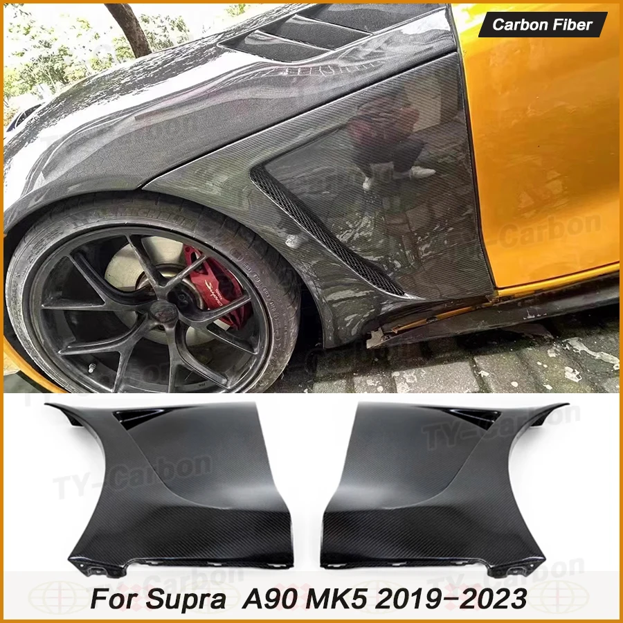 Переднее крыло из настоящего углеродного волокна для Toyota Supra GR A90 A91 MK5 2019+, переднее вентиляционное отверстие автомобиля, боковые накладки на крыло, детали Bodikit FRP Переднее крыло из настоящего углеродного волокна для Toyota Supra GR A90 A91 MK5 2019+, переднее вентиляционное отверстие автомобиля, боковые накладки на крыло, детали Bodikit FRP