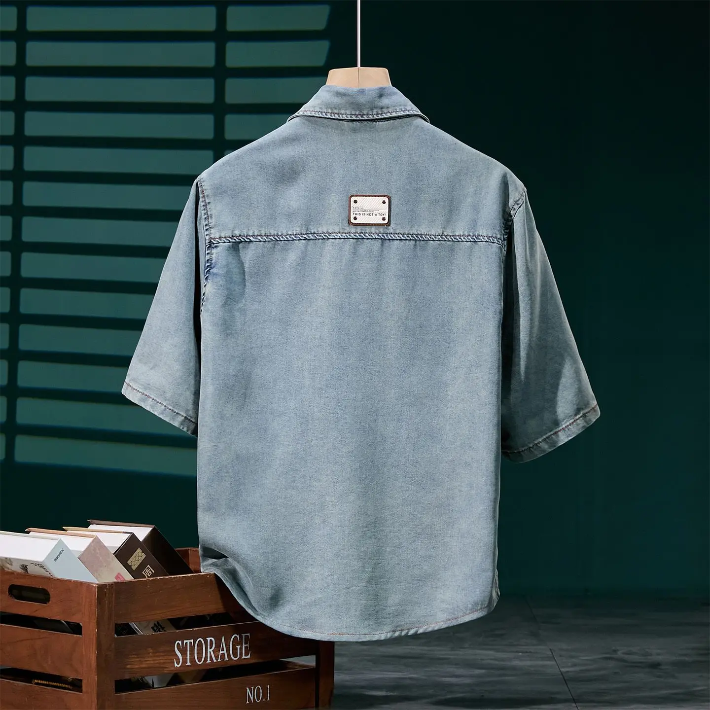 Summer denim short-sleeved shirt short-sleeved denim short-sleeved shirt casual denim shirt