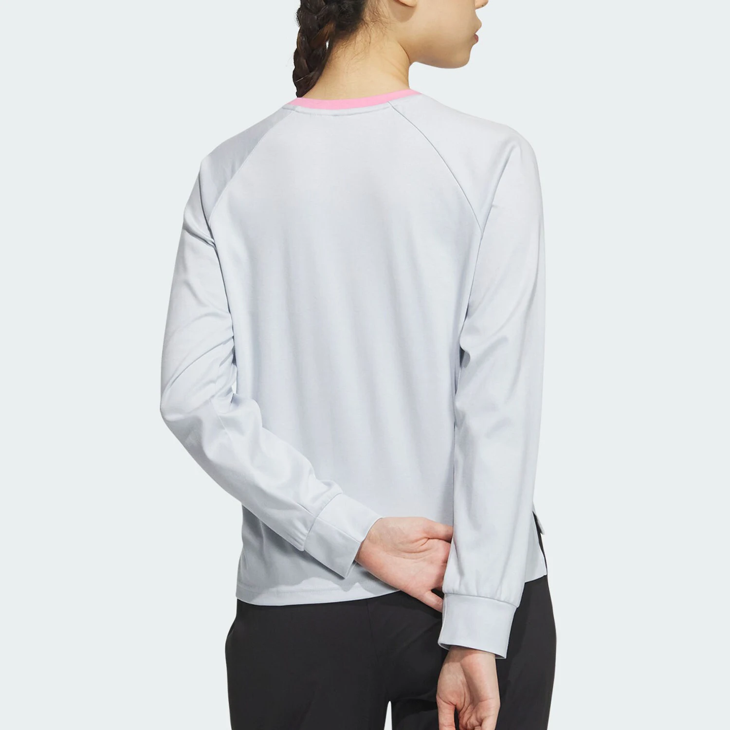 أديداس حقيقية ربيع جديد المرأة بسيطة عارضة جولة الرقبة طويلة الأكمام تي شيرت JE3618