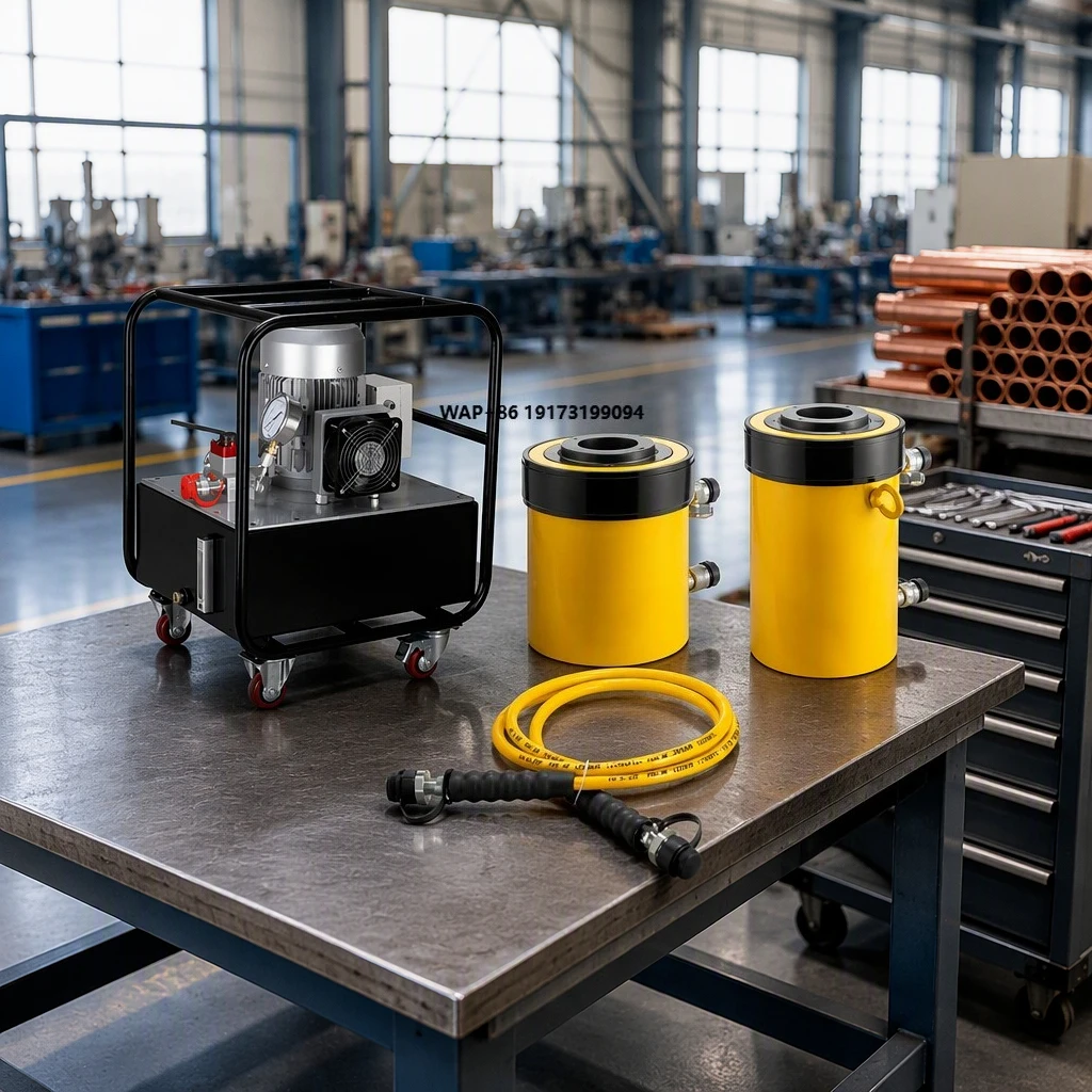 Workshop Mechanical Disassembly Hydraulic Jack 100T Portable Power Equipment Double Acting Hollow Plunger Hydraulic Cylinder