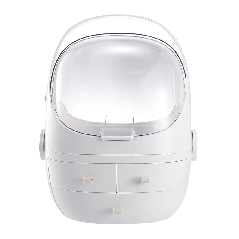 Multifunctional Dustproof Cosmetics Storage Box Space Capsule Cosmetic Case Transparent Skincare Shelves Dust Belt Handle