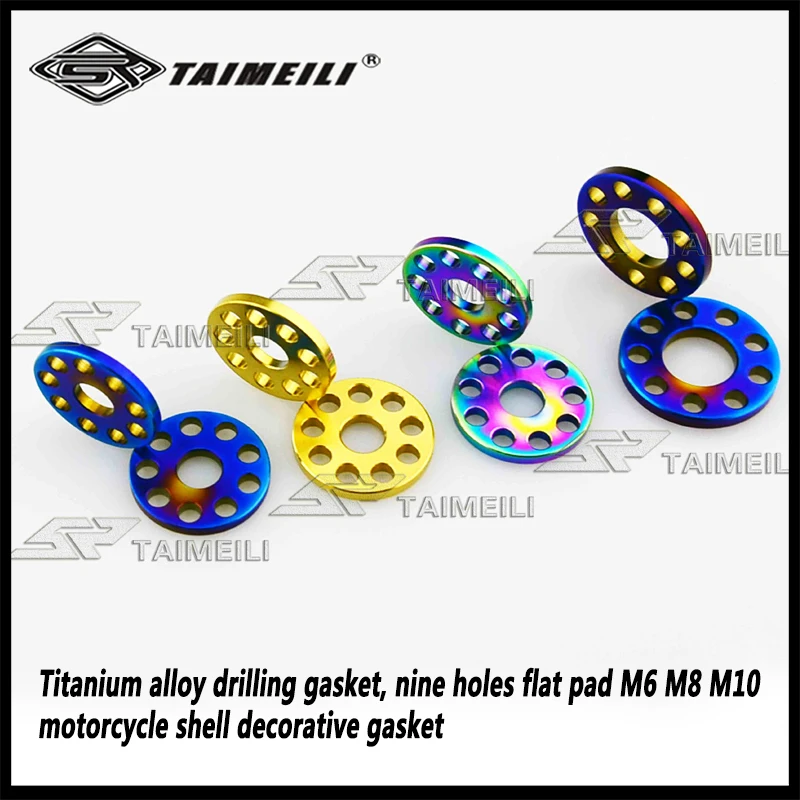 1pcs/titanium alloy drilling gasket, nine holes flat pad M6 M8 M10 motorcycle shell decorative gasket