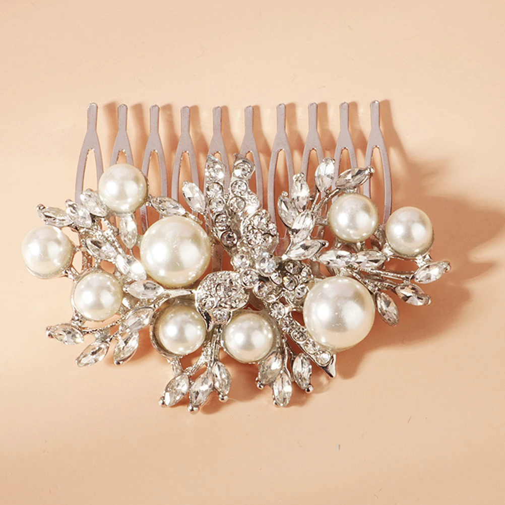 

Elegant Bridal Pearls Rhinestone Wedding Hair Accessory Bridesmaid Bridal Hair Comb Decor Stylish Crystal Comb For Party Banquet