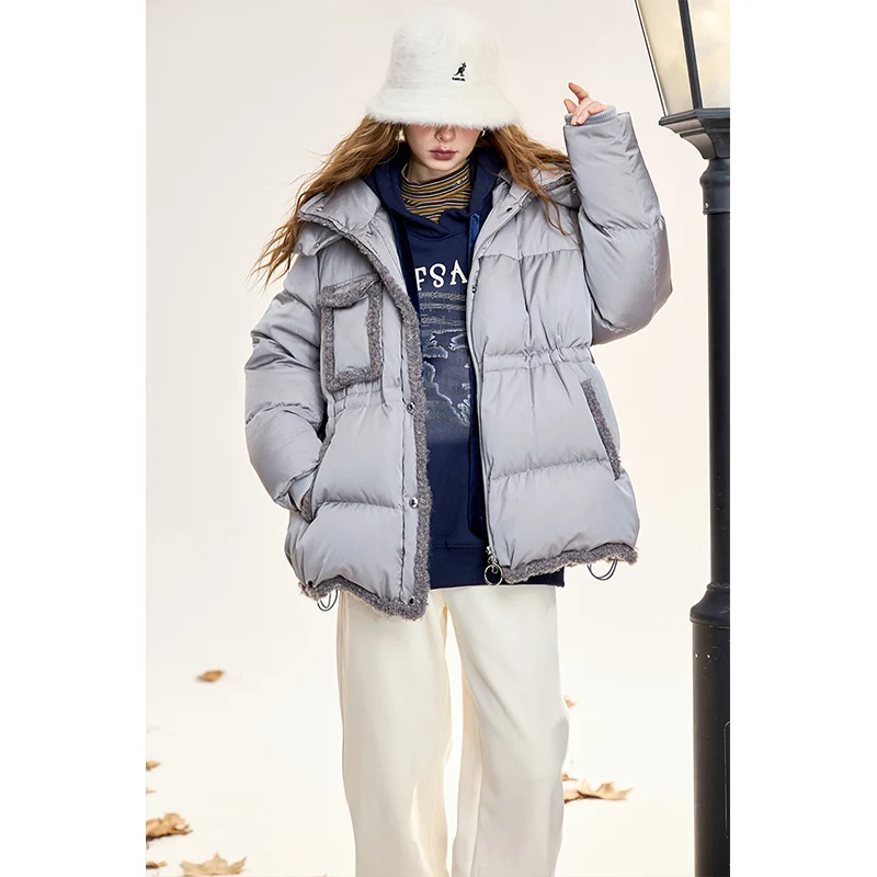 ELFSACK Diseño Chaqueta holgada con capucha y detalle crudo para mujer