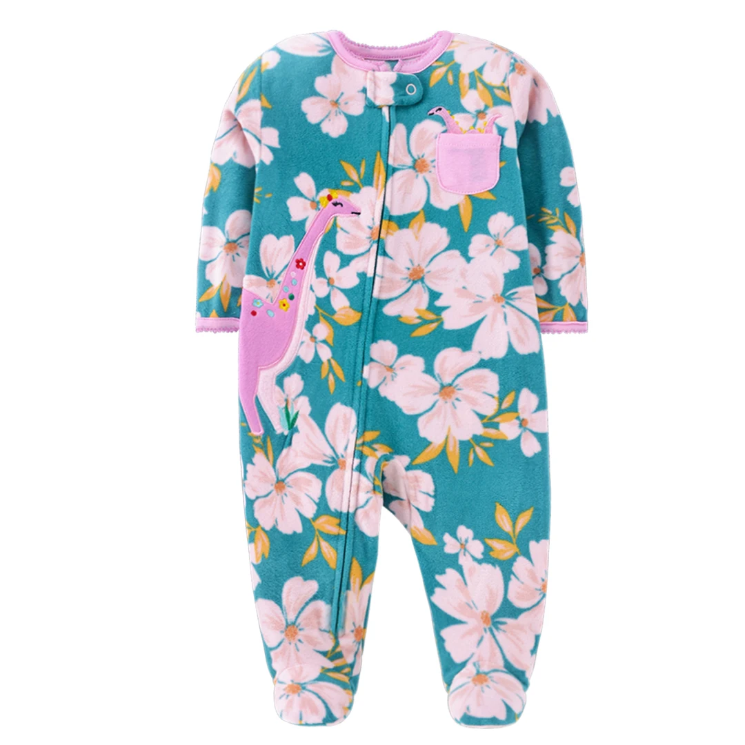 Frühlings- und Herbst-Baby-Strampler Kleidung mit Reißverschluss Fleece Warme Kinder-Mädchen-Pyjamas Outfit Tier-Cartoon-Jumpsuit Jungenkleidung 3-12 Monate – Detail 8