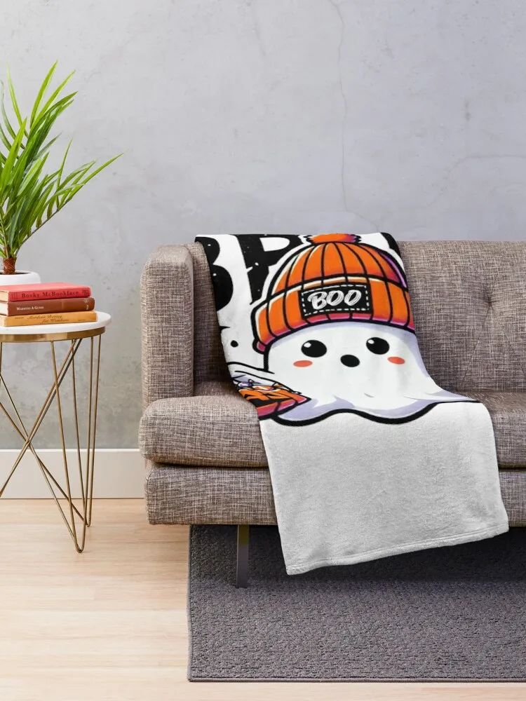 Bruh I Mean Boo Cute Ghost pumpkin Trick Or Treat Candy Kids Throw Blanket Beach For Decorative Sofa Blankets