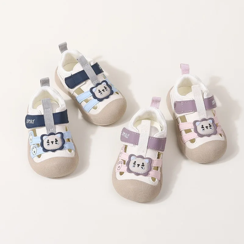 

Kids First Walkers Sandals Cute Lion Children Summer Outdoor Shoes for Boys Girls Soft Non-slip Toddler Mesh Closed Toe Sandals