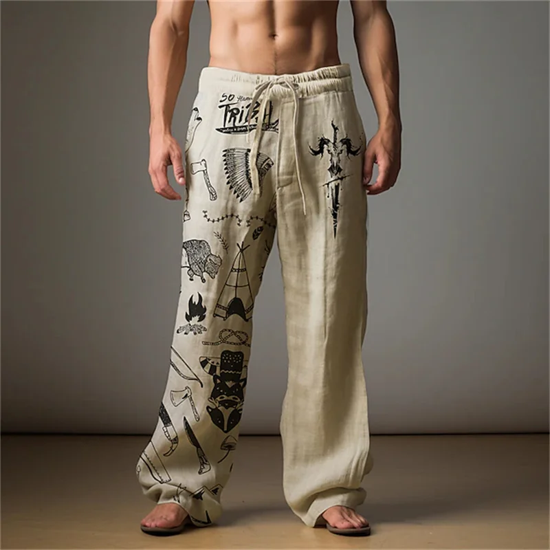

Модные мужские повседневные брюки в стиле ретро, свободные широкие брюки на шнурке, уличная уличная одежда, модные дышащие длинные брюки