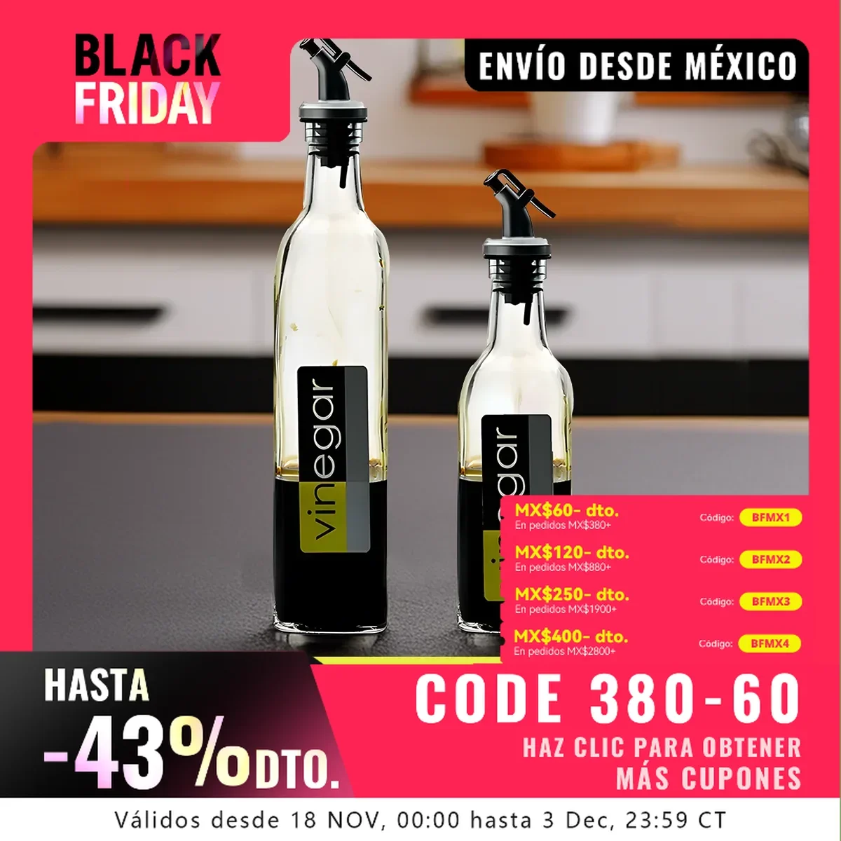 DISPENSADOR DE ACEITE antigoteo,cristal, vinagrera con vertedor, Embudo de acero inoxidable,Tapa Antincrustante