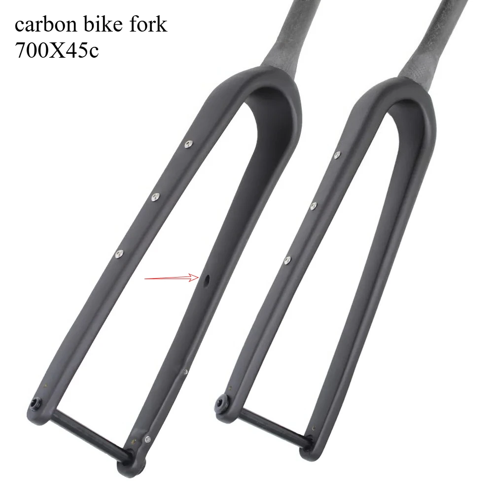 شوكة أمامية للدراجة من ألياف الكربون فائقة لحصى الطريق مع كابل داخلي لمحور أسطواني الطريق 700x45c قطر التثبيت 28.6 مللي متر