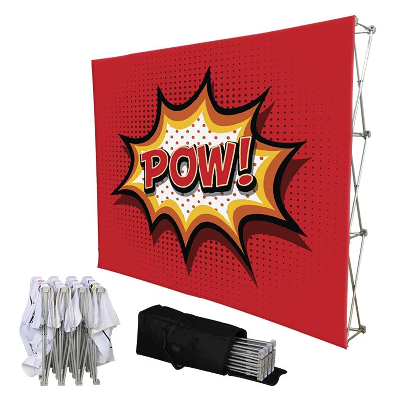 Portable Fabric Tension Pop Up Backdrop Display Foldable Advertising Wall Banner Display Stand For Trade Show Exhibition