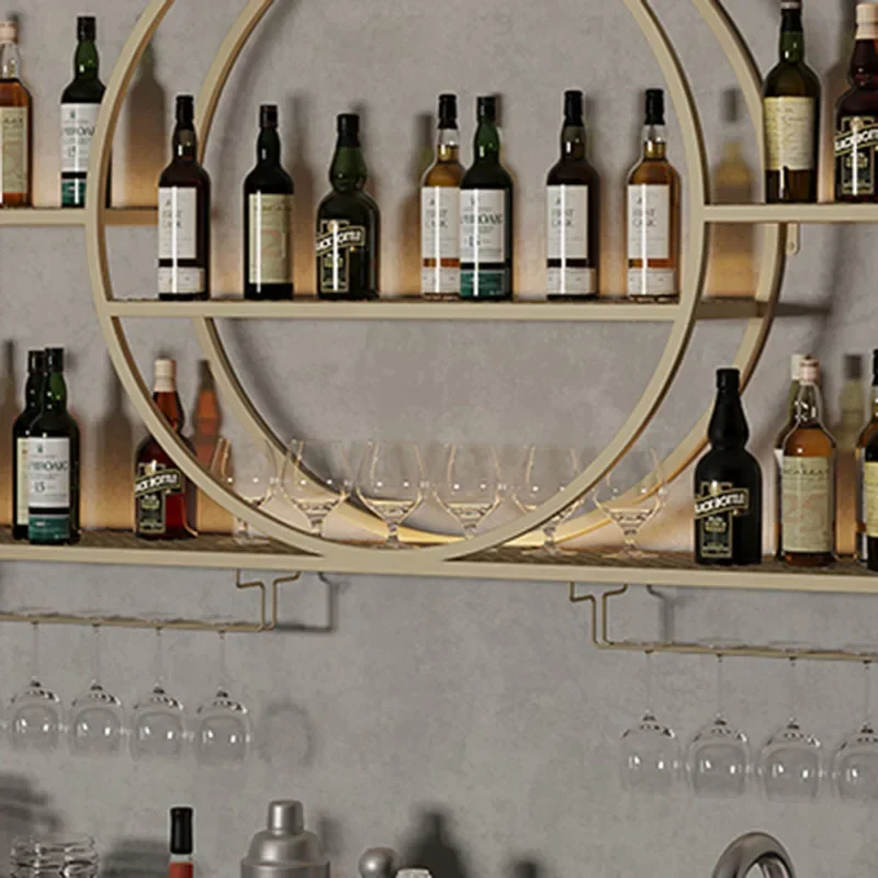 Estante de vino Industrial hecho a mano, estante de exhibición de Metal Modular, soporte de copa colgante de pared, luces de gabinete de Bar,