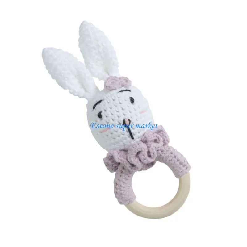 Anneau dentition en Crochet 090B, hochet lapin pour tout-petits, jouet pour bébé, cadeau dentition, tige molaire