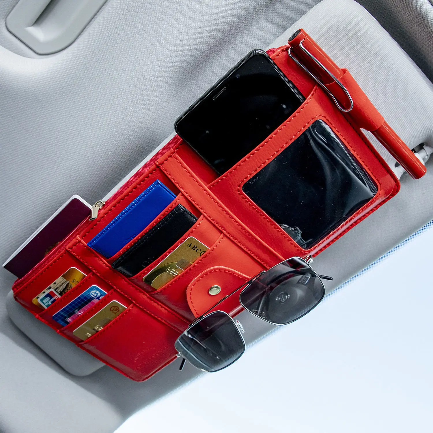 

Car Sun Visor Storage Multifunctional Car Interior Glasses Holder Card Storage Bag Card Package Bill Document Holder