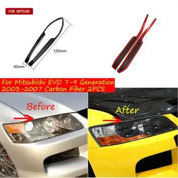 Do Mitsubishi Lancer Evolution EVO 7 8 9 2003-2007 Osłona reflektora z włókna węglowego Naklejka na reflektor 10 best sales evo 8 włókno węglowe - №10