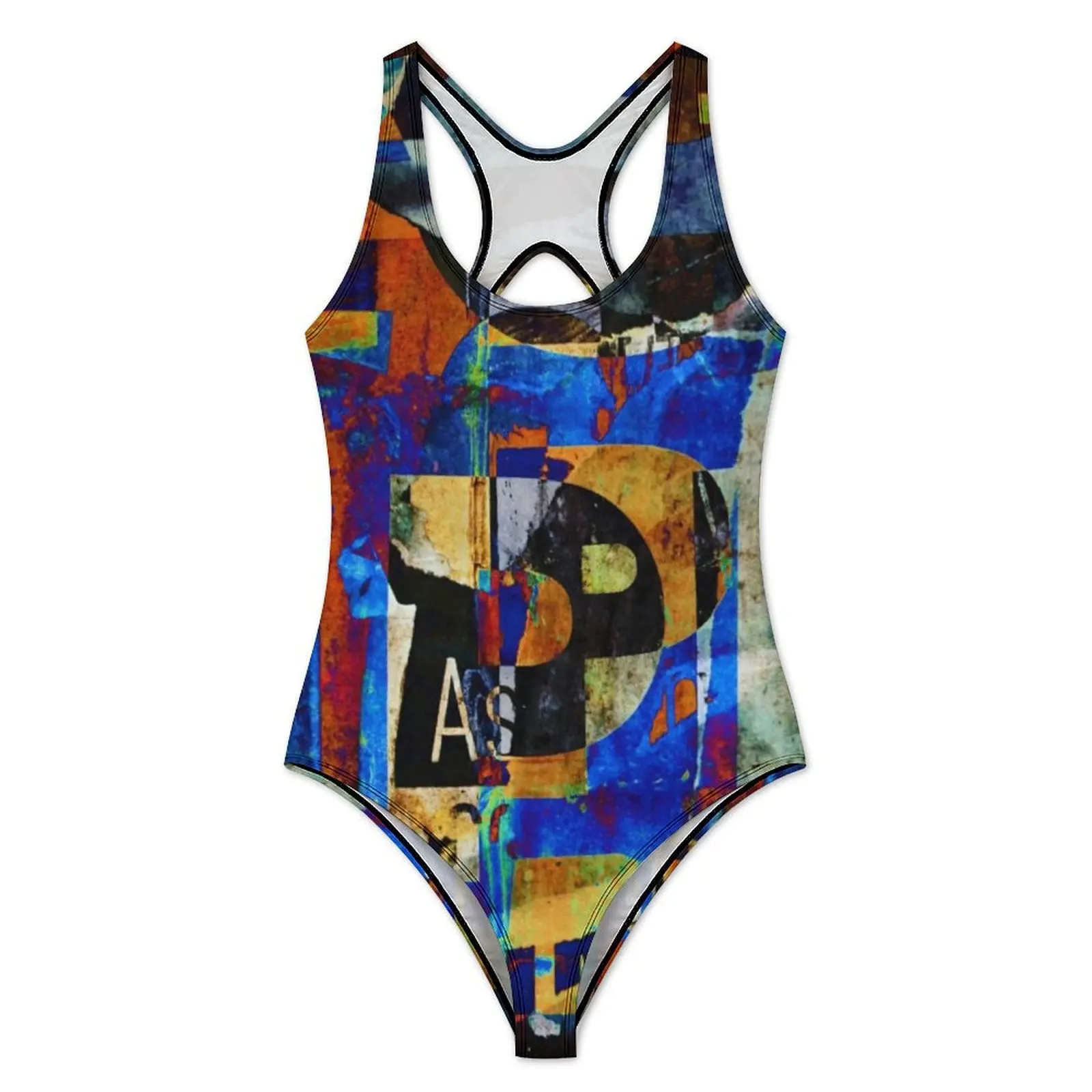 Abstract Letters Swimsuit Street Graffiti Print Push Up Swimwear One Piece Beach Monokini Swimsuits Graphic Beachwear Plus Size