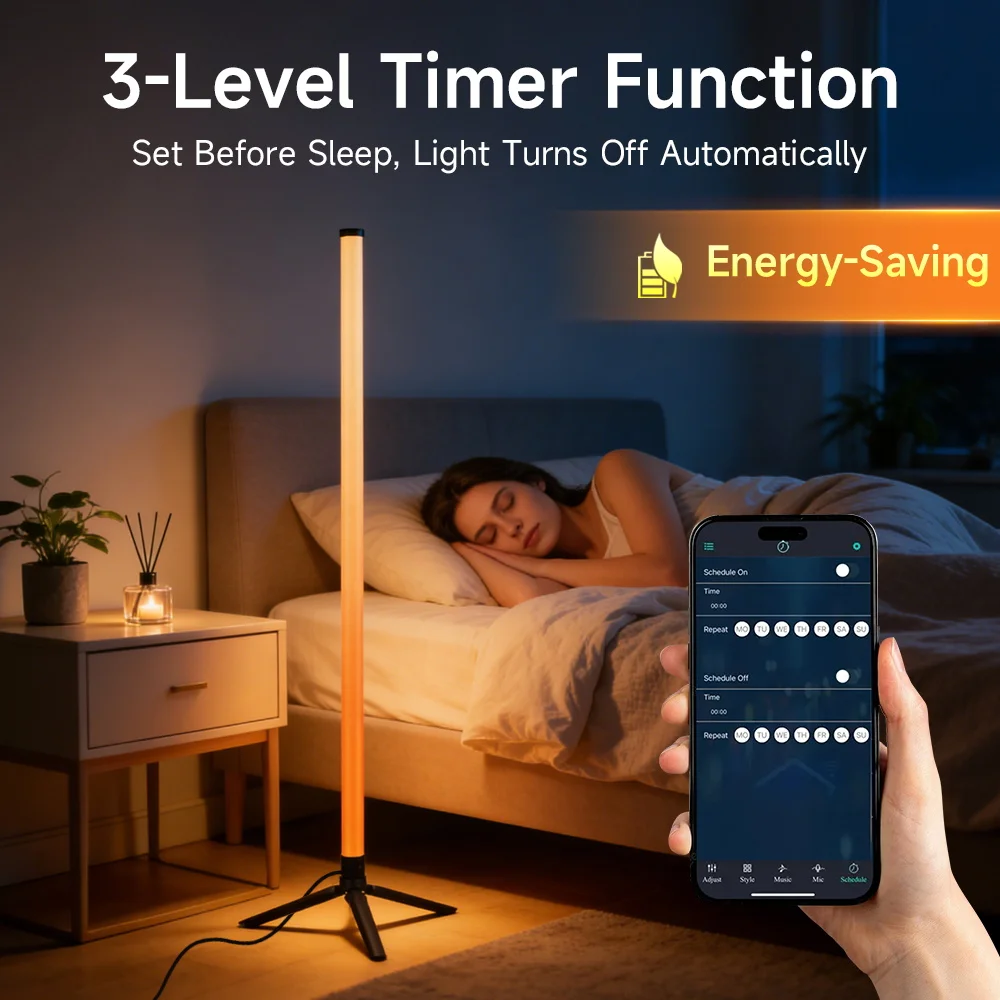 Smart LED Floor Lamp RGB Remote & APP Control Music Sync Corner Lighting Timer Modern Mood Standing Lamp for Living Room Gaming view 2