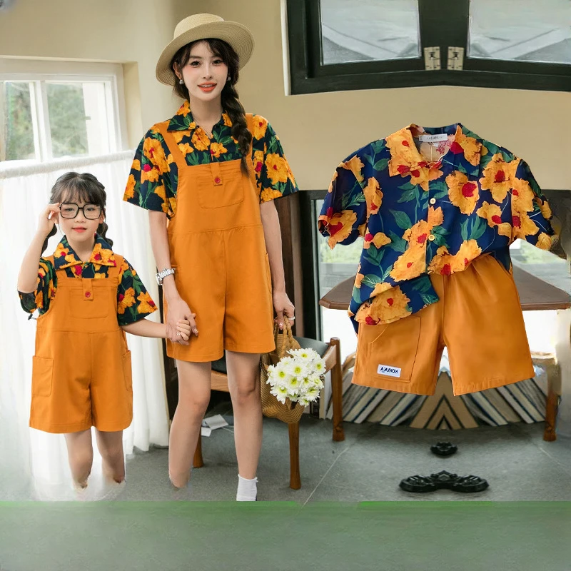 

Vacation Parent-child Summer Clothes for The Whole Family Beach Outfit Mom Dad Daughter Son Matching Sets Holiday Women Skirt