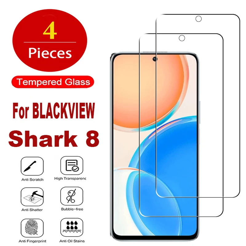 For Blackview Shark 8, HD Tempered Glass 2/4Pcs 9H Screen Protector Film