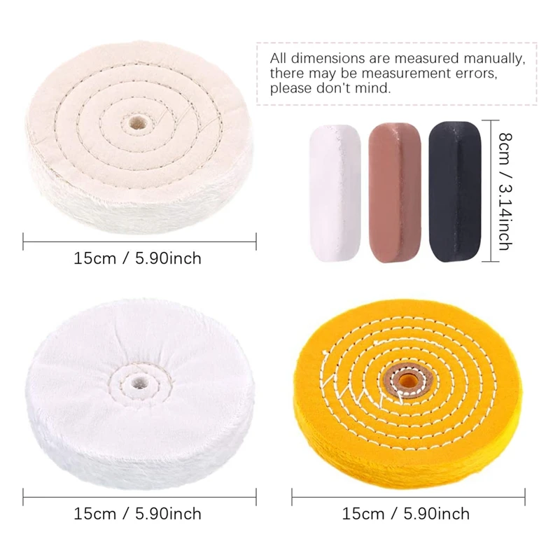 Hot 20Pcs 2 Inch Compressed Wool Fabric Disc With 3 Colors Polishing Compounds And 6Pcs 6 Inch Buffing Polishing Wheels