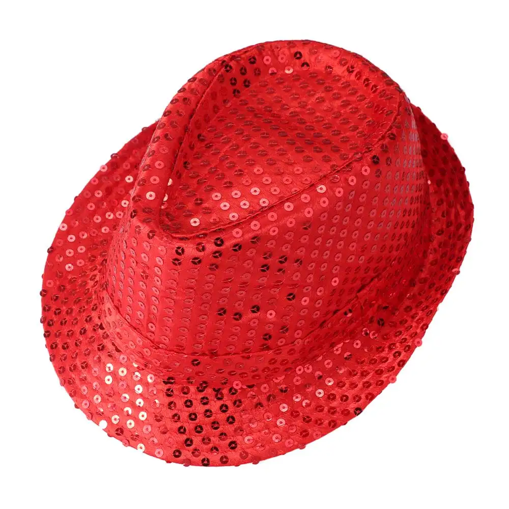 Koreanische Version Pailletten-Fedora-Hut, Brillant Glänzender Tanz-Jazz-Hut 58cm/54cm, Kreativer Glitzer-Jazz-Hut für Erwachsene – Detail 5