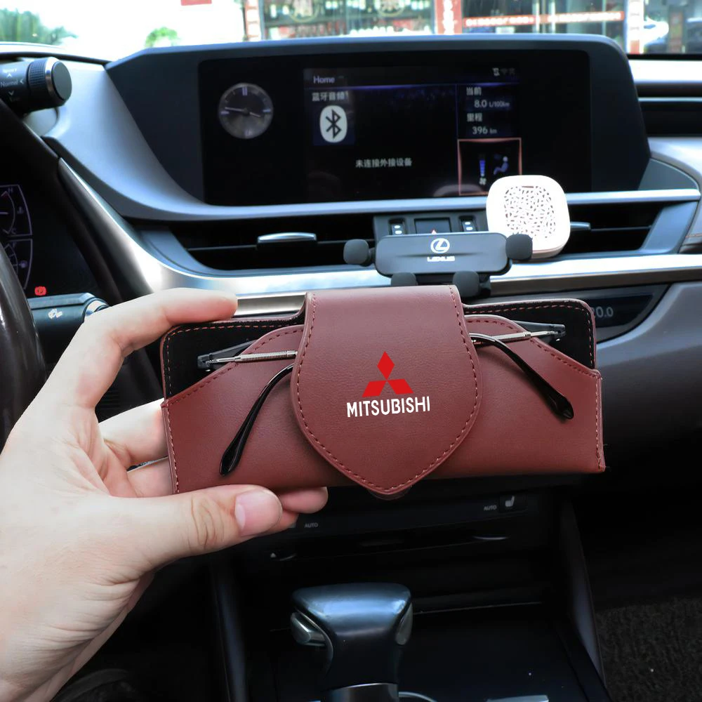 1pcs Car Glasses Case Auto Sun Visor Leather Glasses Holder Sunglasses Clip For Mitsubishi Outlander Lancer ASX 2008 2020 ABS