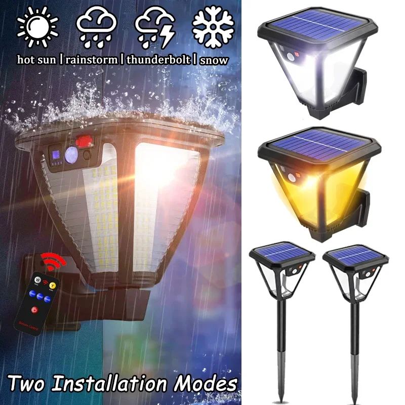 100 Leds Solar LED Lights Outdoor Motion Sensor Wall Lamp Externo Waterproof Bulb Retro Garden Lawn Decoration Street Light