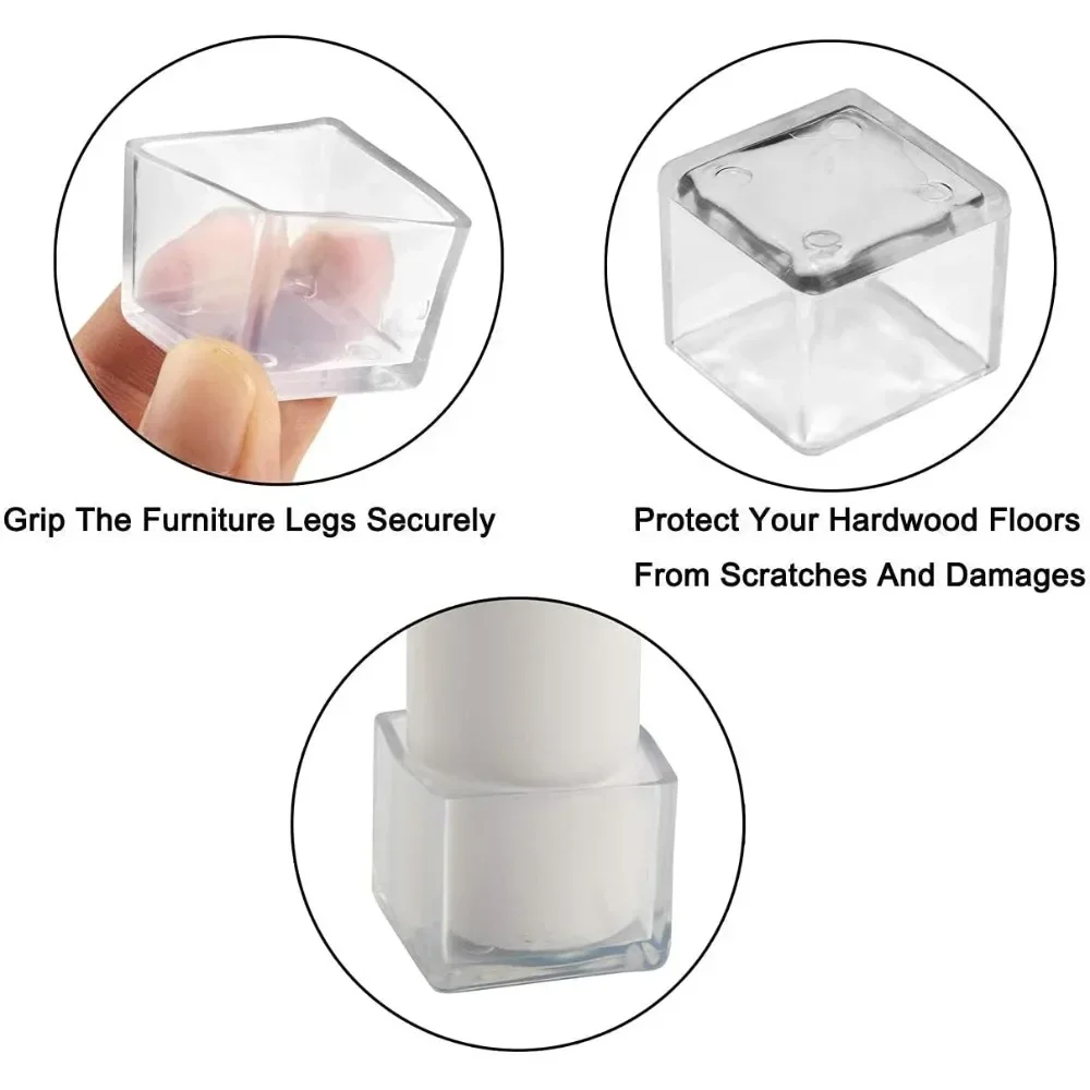 New 25/40/44mm Chair Leg Floor Protectors, Chair Leg Caps, Furniture Foot Protectors, Stool Leg 4/8/12/16Pcs Square Rotundity