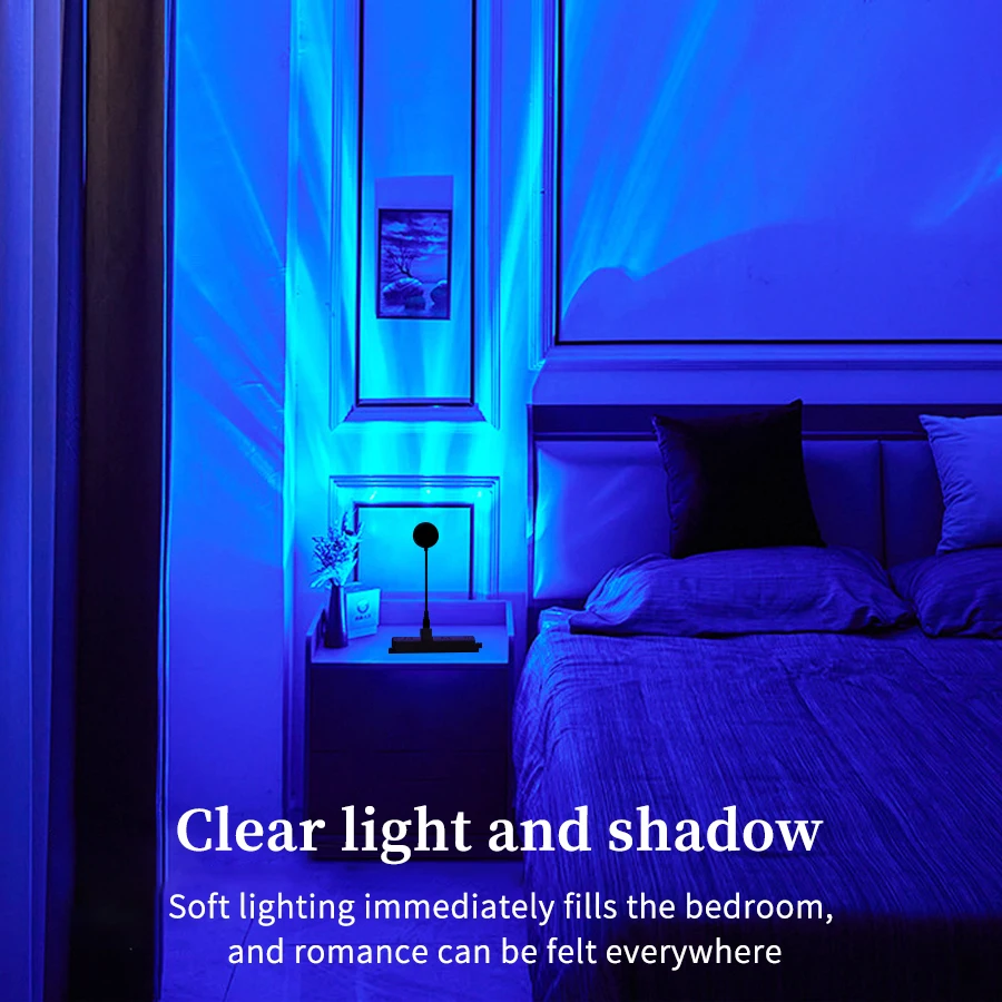 USB Colorful Aurora Projector Light Water Ripple Light Remote Control Dimming Portable Night Light for Living Room Party Bar