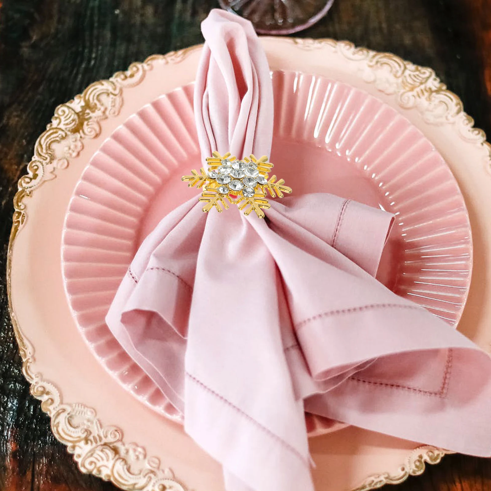 

6pcs Gold Napkin Rings 5x4cm Wedding Party Table Decor Western Dining Sturdy Lightweight Material Fine Design