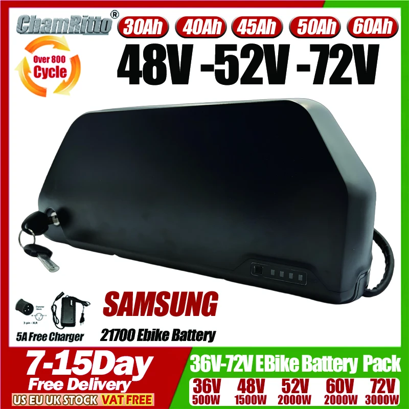 

36 В 48 В 52 В Электрический велосипед cham rider Batterie 30ah 40ah 50ah 60ah Аккумулятор ebike Hailong Lithium 60v 72v 1000w 2000w 3000w двигатель