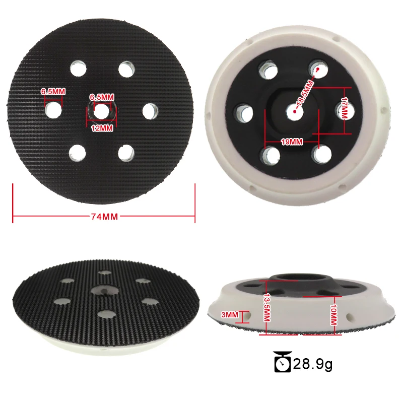 3 Inch 6 Holes Hook and Loop Backing Plate 5/16"-24 Threads Polishing Buffing Sanding Pad for Dual Action Car Polisher Sander