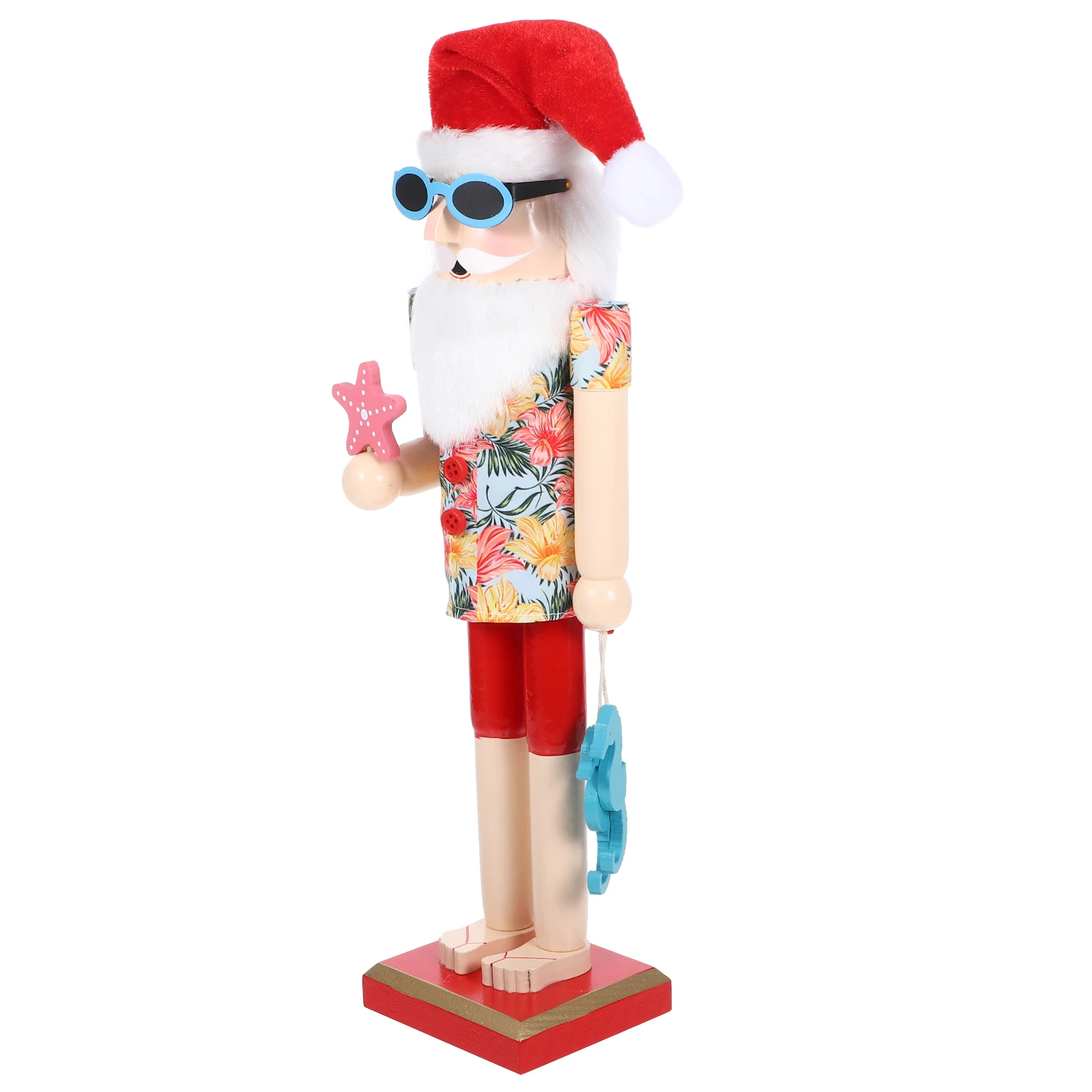 

Creative Christmas Wooden Nutcracker Beach Santa Decorative Holiday Ornament Hawaiian Style Home Bedroom Car Decoration Gift