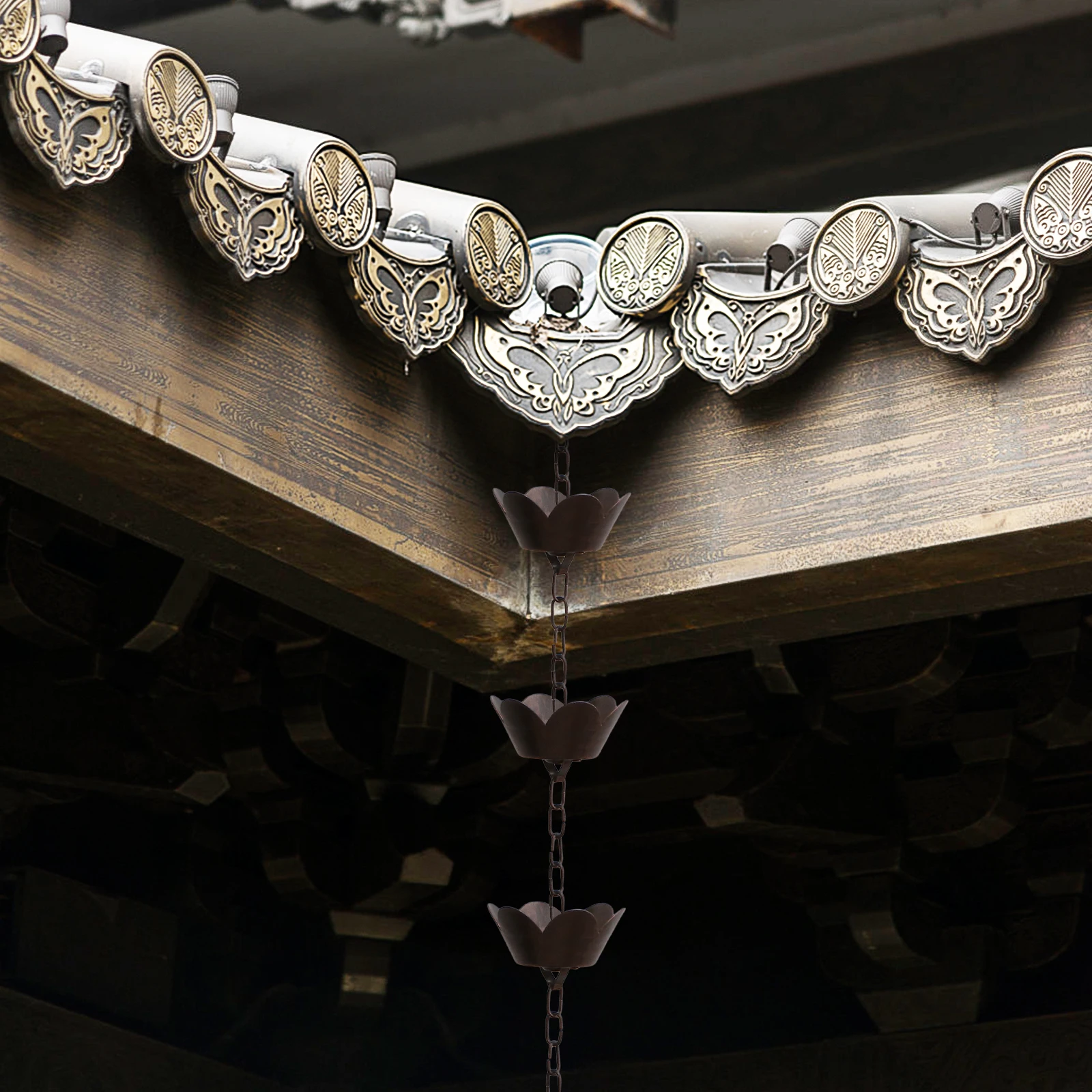 

Металлическая дренажная система дождевой цепи, элегантный дизайн для сада, патио, двора, виллы, крыши, коллектора воды, декоративные цепи