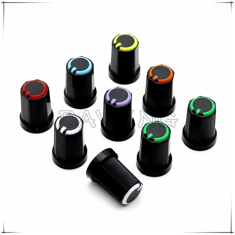 10PCS 12*16.5MM Plastic Double Color Knob Cap Potentiometer Encoder Knob Mixer knob cap D-Shaped/  Flower Shaped Inner Hole 6mm