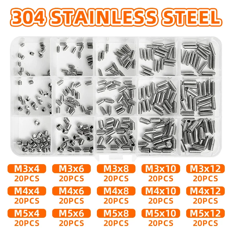 

Шестигранная головка из нержавеющей стали 304, DIN914, наконечник M3 M4 M5 M6 M8 M10, набор в ассортименте