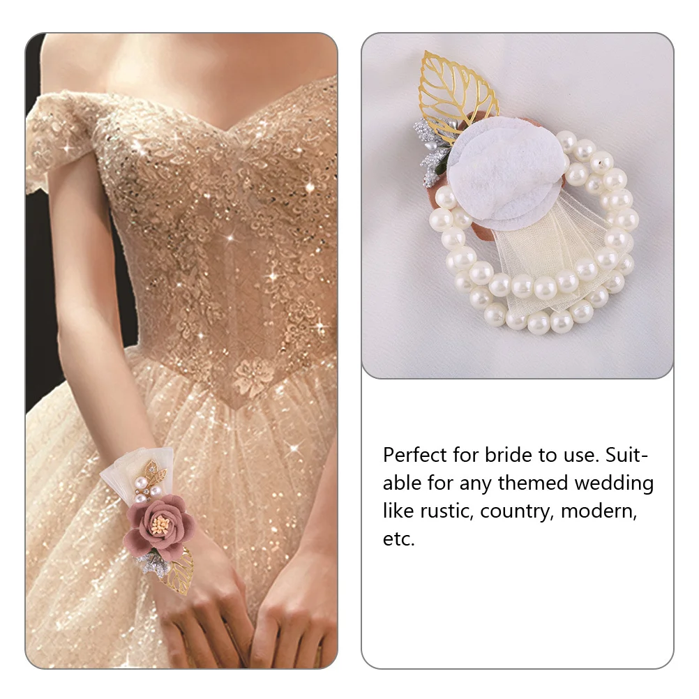진주 손목 코사지 웨딩 손목 꽃 신부 들러리 무도회 신부 꽃 팔찌 손목띠
