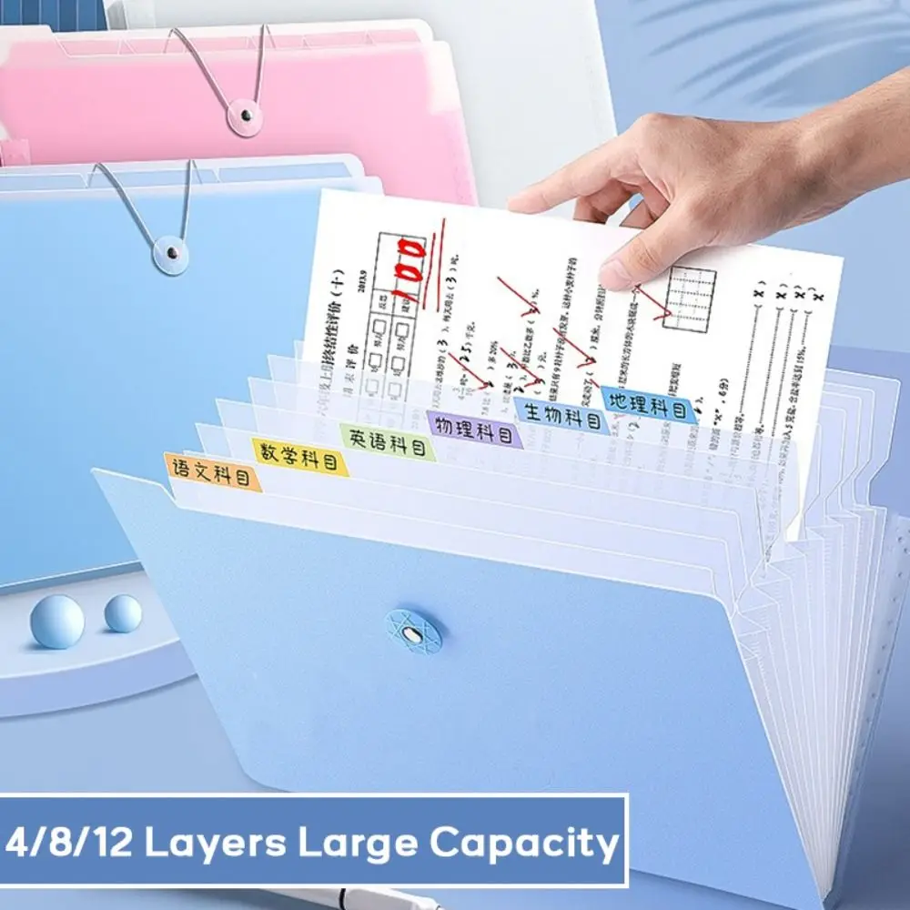 Waterproof A4 File Folder 4/8/12 Pockets Classified Storage Organ Bag PP Test Paper Storage Portfolio Organizer Student