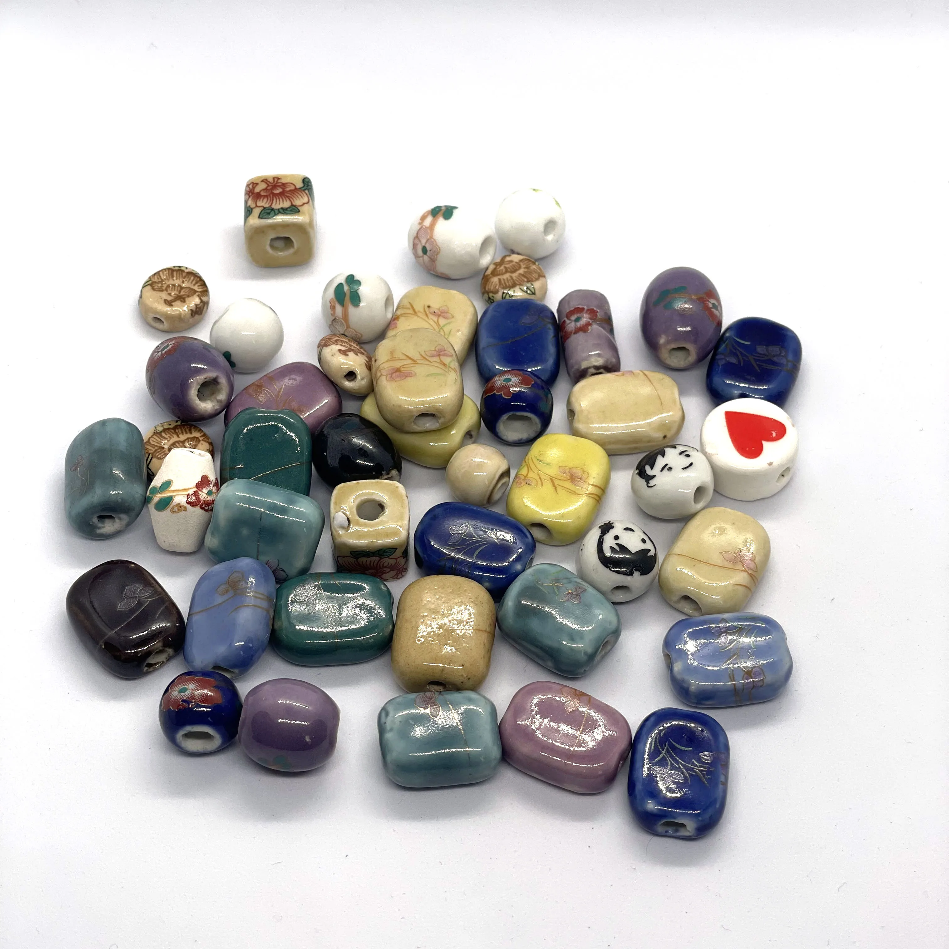 20Pcs Ceramic Beads Kit  Random Mix Hand Painted DIY Handmade Jewelry Materials Bead For Jewelry Making