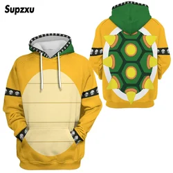 Sudaderas con capucha con estampado 3D de Bowser para hombres y mujeres, ropa de calle Harajuku, sudaderas de moda, chaqueta, disfraces de Cosplay