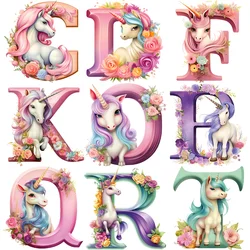 Cute Small Animal Unicorn Patch for Clothing Sticker for Children Girl Cute Unicorn Alphabet DIY Patches Shirt Heat Transfer
