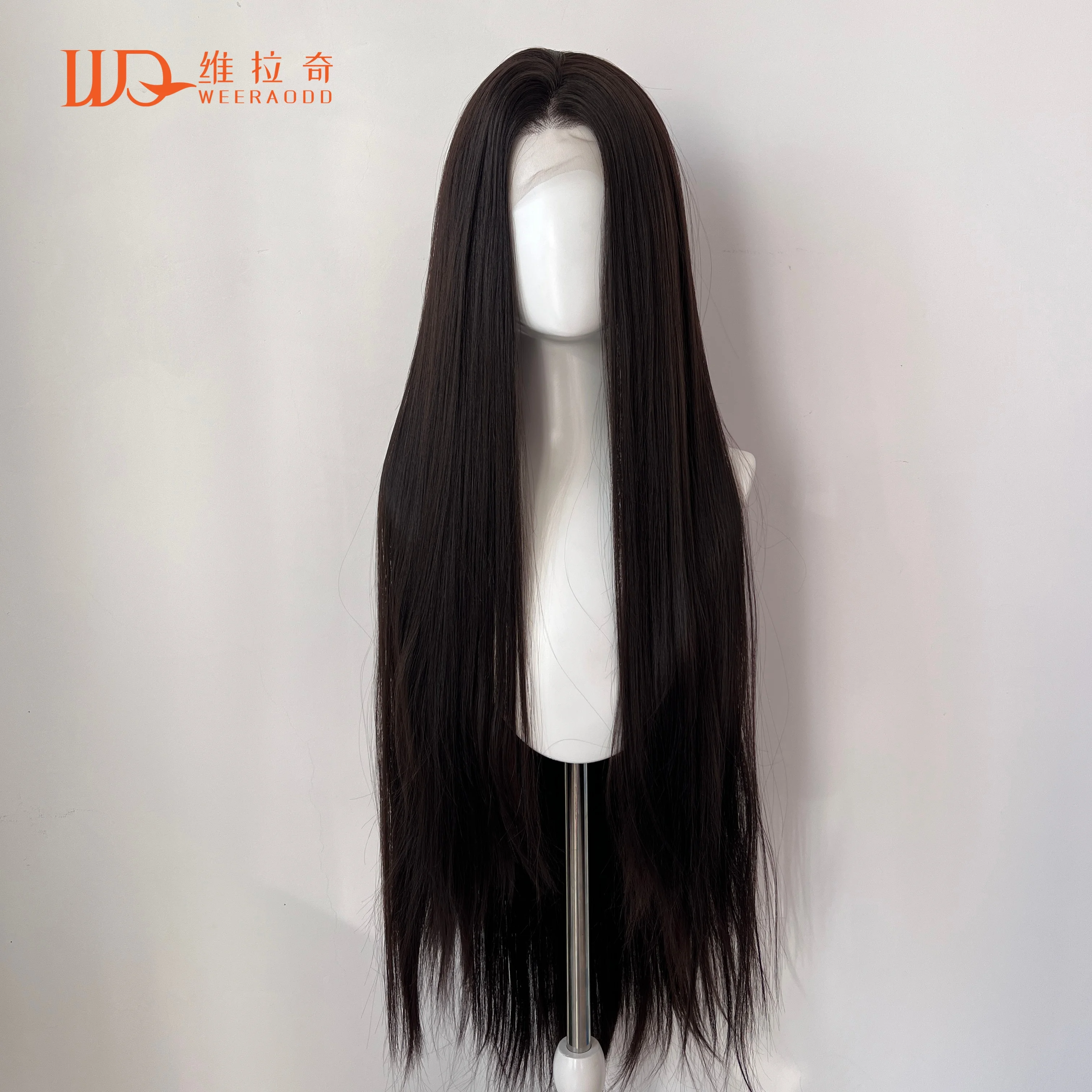 

40-дюймовый темно-коричневый прямой парик, полный кружевной передний парик, завязанный вручную, бесклеевые, плотность 150%, термостойкие синтетические волосы для косплея, костюм