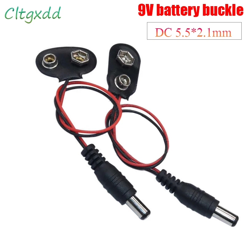 Cltgxdd 10X T/I Connector DC5.5 * 2.1m Male Adapter Battery Holder DIY 9v 6f22 Battery Buckle Base Sitz Binding Clip Cable Plug