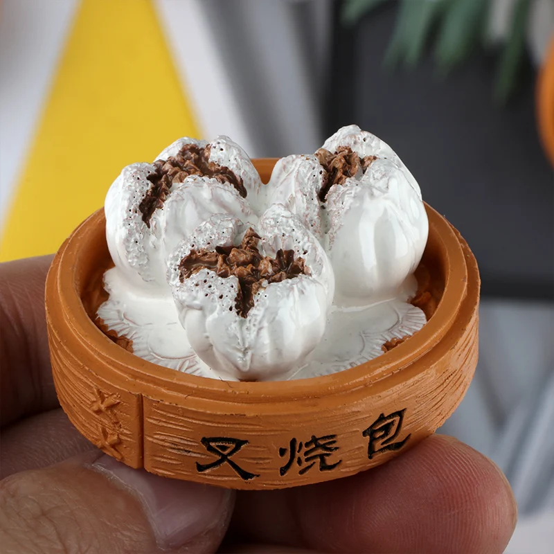 قوانغدونغ الكانتونية نمط الشاي الصباحي نموذج تمثال ملصق الثلاجة ثلاثية الأبعاد