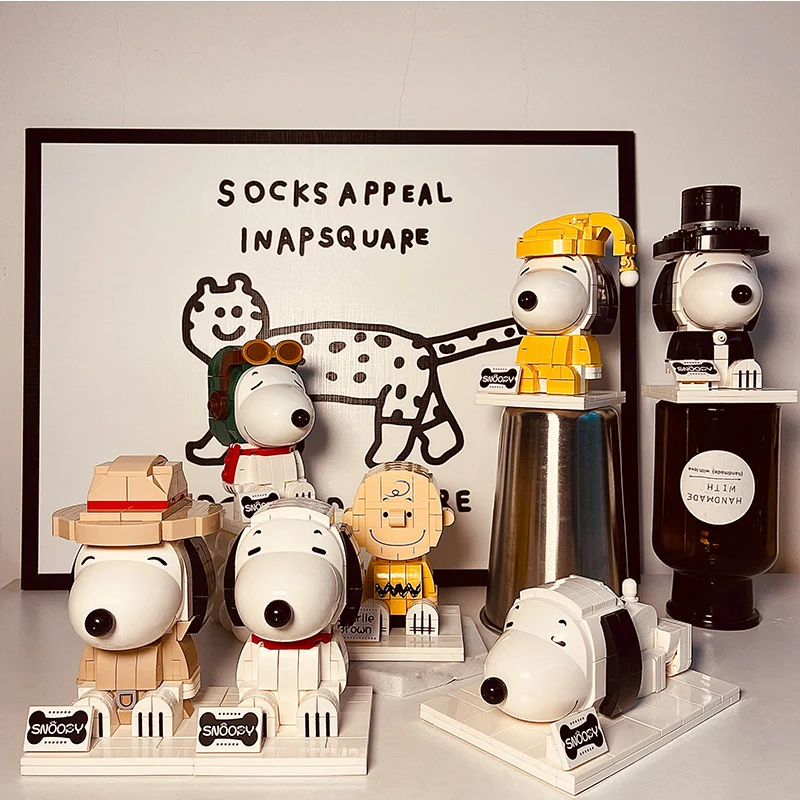 Pantasy Snoopy Bausteine Anime Cartoon Charakter Montage Modell Sammlung Spielzeug und Ornamente Kindergeburtstagsgeschenke 6
